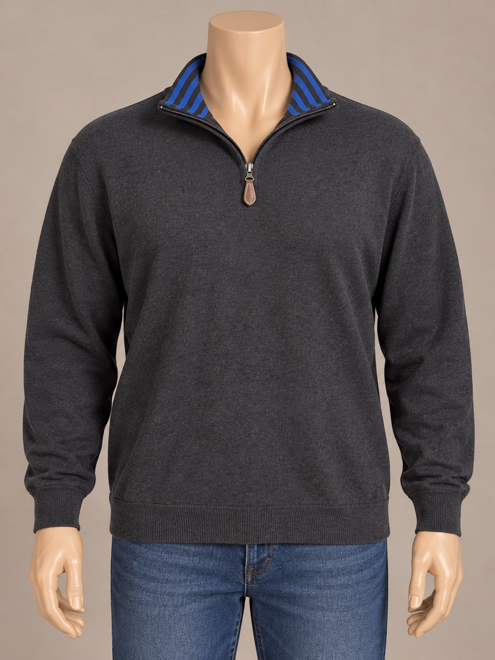 J.McLaughlin Men’s Quarter Zip Sweater XL Charcoal Cotton Modal
